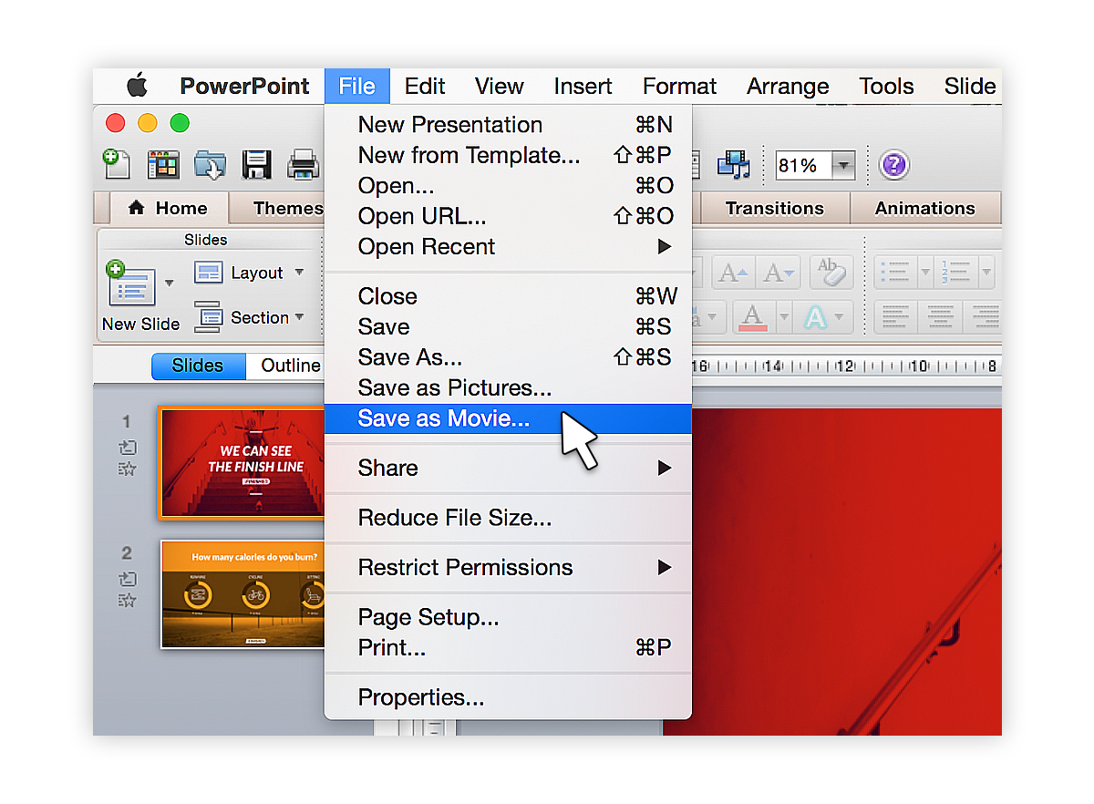 How to convert powerpoint file (ppt pptx) to mp4 video file for mac iso